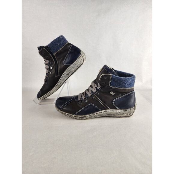 Remonte Tex Navy Blue Brown Water Resistant Lined Ankle Boot EU42 US10 - Picture 4 of 14